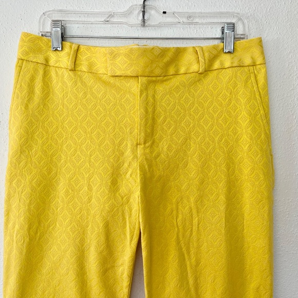 Banana Republic Yellow Brocade Cropped Ankle Pants Geometric Print Tailored - Picture 8 of 12
